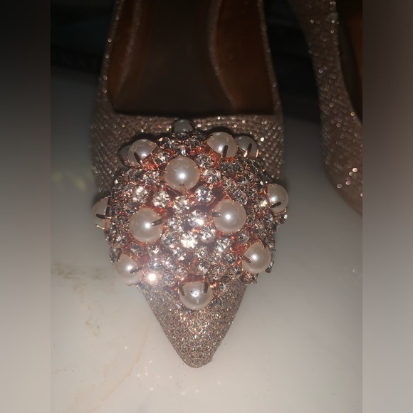 TED BAKER Cinderella Rose Gold Jeweled Heels - Picture 7 of 8